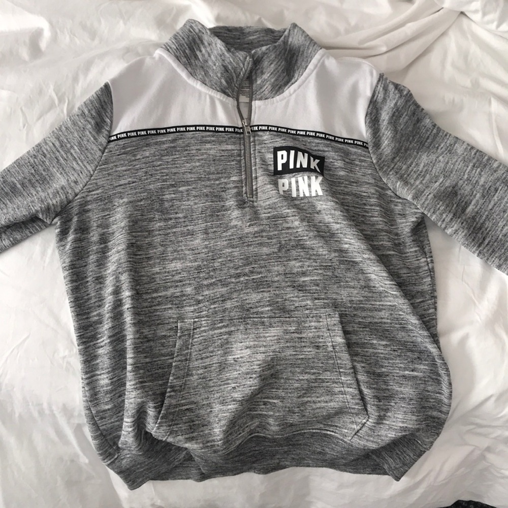 PINK Grey Quarter Zip Jacket